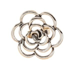 Boho Antique Silver Hollow Flower Design Ring